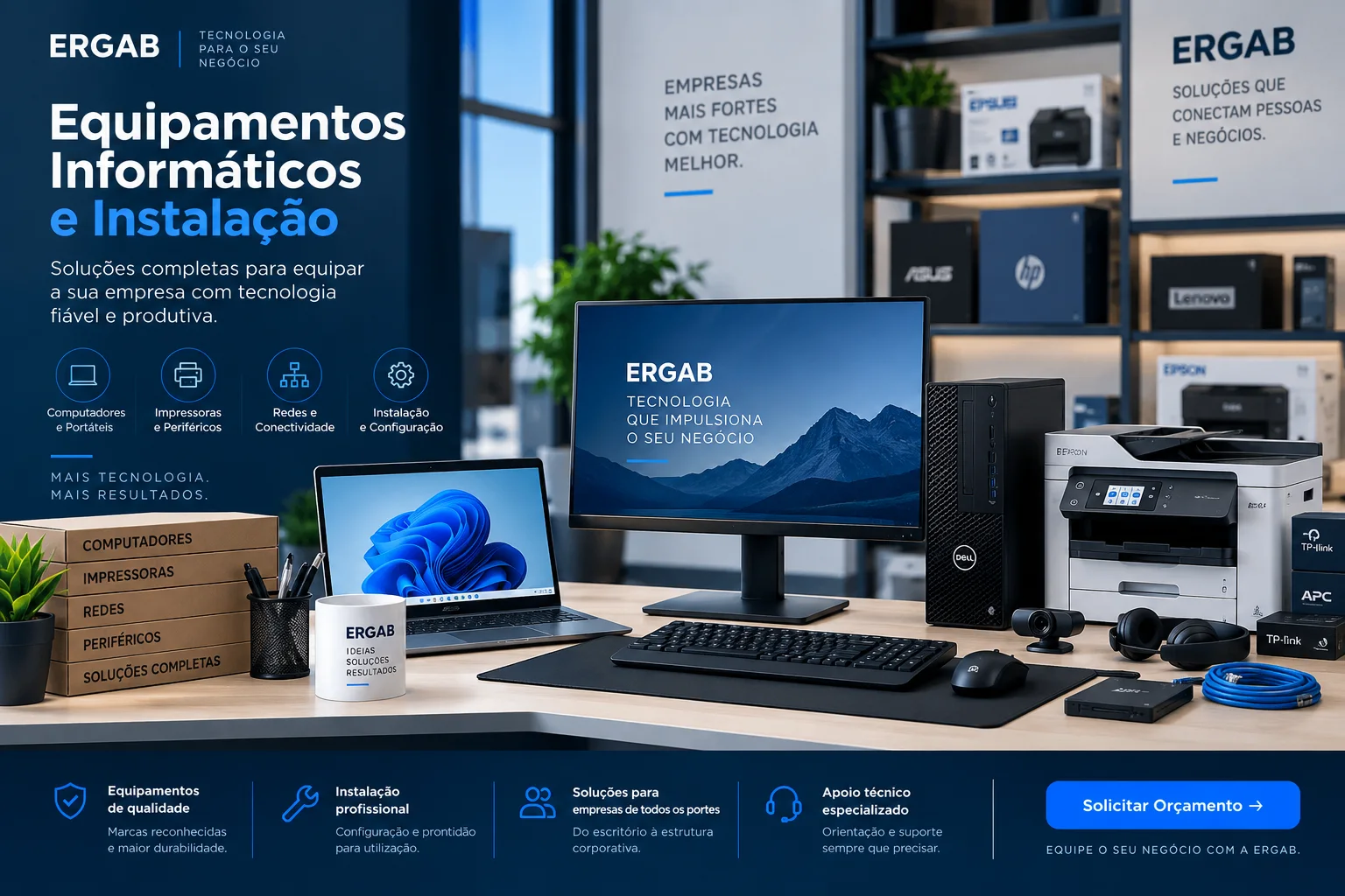 Referência visual ilustrativa: Equipamentos Informáticos e Instalação