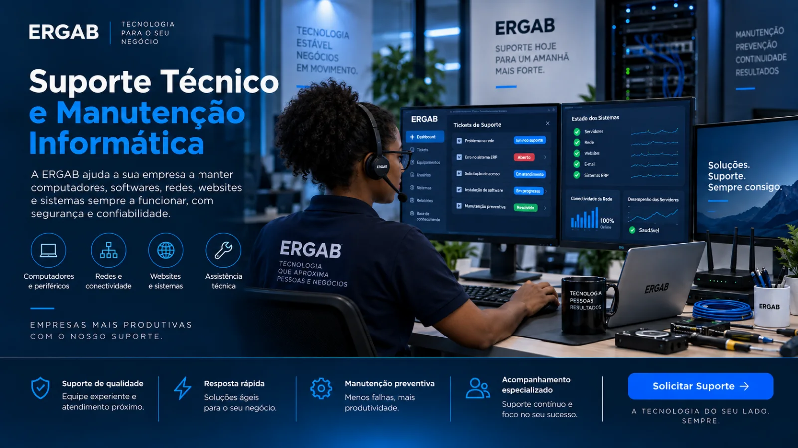 Referência visual ilustrativa: Suporte Técnico e Manutenção Informática